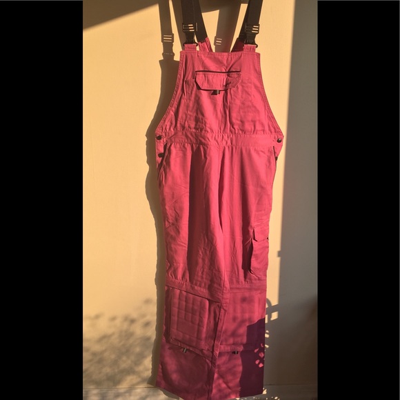 dark pink overalls